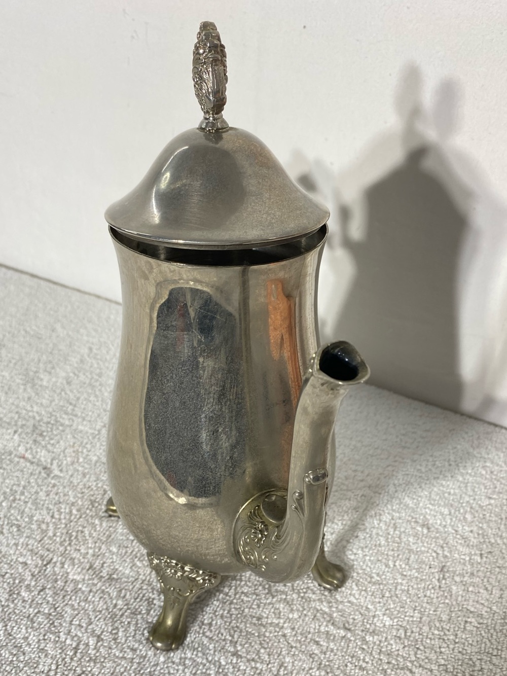 Vintage EP Brass Victorian Style Silver Plated Ornate Footed Teapot - Picture 2 of 15